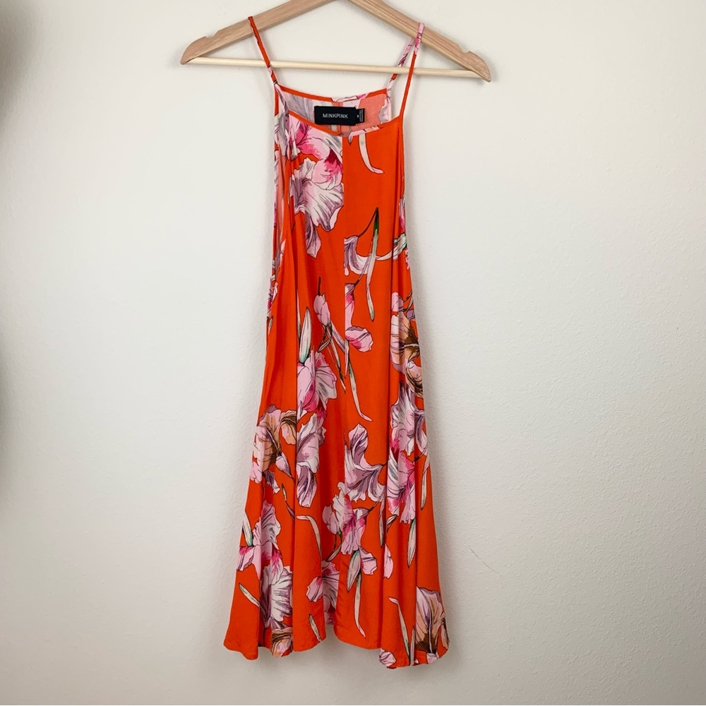 ✨5 FOR $25✨ Minkpink Orange Floral Swing dress - Picture 2 of 6